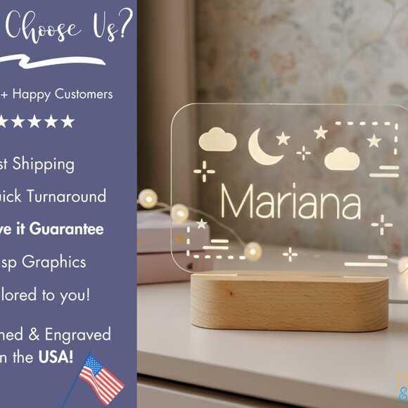 Clouds & Stars Custom Name Light | Personalized LED Cloud Sign for Kids’ Rooms - Picture 4 of 8